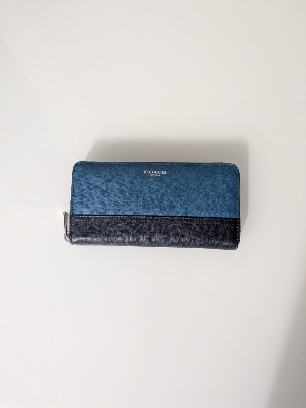 Coach Two-Tone Blue and Navy Zip Wallet